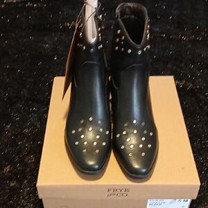 FRYE AND CO. Black Ankle Boots with Gold Studs